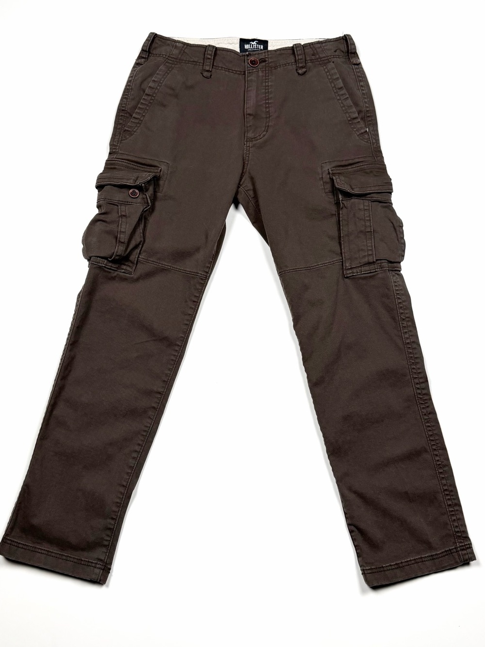 Hollister Men's Cargo Pants 31x32 Brown Utility Y2K Straight Leg
